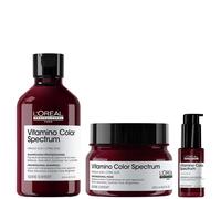 L'Oréal Professionnel Vitamino Color Spectrum Shampoo 300ml,Rinse Off Hair Mask 250ml and Serum 30ml Bundle for Coloured Hair