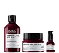 L'Oréal Professionnel Vitamino Color Spectrum Shampoo 300ml, Rinse Off Hair Mask 250ml and Serum 50ml Bundle for Coloured Hair