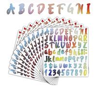 LOREC 12 Feuilles Multicolore Autocollants de Numéros Lettres Autocollantes Chiffres Autocollants Lettres Alphabet Vinyle Stickers Lettres Alphabet pour DIY Scrapbooking, Cartes de Vœux