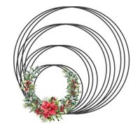 LOREC 12 Pcs Cercle Metal Cerceau Metallique Cercles Floraux Attrape Rêve Anneau Anneaux de Couronne Noirs 5/10/15/20cm pour Faire Un Décor de Couronne de Mariage et Artisanat Mural Attrape Reve