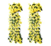 LOREC 2PCS 70CM Glycine Artificielle Fleurs Artificielles Deco Romantique Glycine Artificiel Wisteria Fleur Faux Wisteria Vigne Guirlande Suspendue pour Maison Mariage Garden Party Decor Balcon