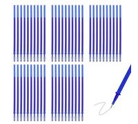 LOREC 50 Pièces Recharge Stylo Effacables, Stylo Effacable Recharge Pointe 0,35 mm Recharge Stylo Bleu Effacable Recharges Stylos Effaçables Bleu pour Adultes Etudiants Bureaux Ecoles