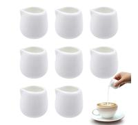 LOREC 8 Pièces Mini Pot a Lait Mini Pichet Crémier Petits Pots à Lait en Porcelaine Blanche Mini Pot à Lait Porcelaine Pichet à Sauce pour Café Lait Salade Miel Sauces