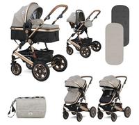 LORELLI Lora - Poussette combinée 3en1 avec couvre jambes, nacelle et siège auto - Jusqu'à 15Kg - Pliable - Beige/Noir