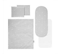 Lorelli Parure de lit pour poussette 5 pcs. couverture 78 x 62, oreiller 35 x 25, drap gris à motifs