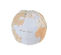 Lorena Canals Pouffe World Map - Bleu Clair, Naturel, Lin, Beige, Gris - Couverture: 97% Coton, 3% Autres Fibres - 45xØ50 cm