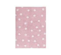 Lorena Canals Tapis Lavable Polka Dots 100% Coton -Rose - Blanc- 120x160 cm