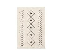 Lorena Canals-Tapis Lavable pour Chambre BEREBER RHOMBS en Naturel-Noir. Fait à la Main en Forme rectangulaire avec du Coton Naturel à Poils Courts et des teintures Non Toxiques-Taille:240x170cm