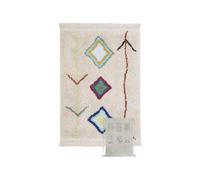 Lorena Canals -Tapis Lavable pour Enfants. Mini Kaarol en Naturel et Multicolore -Fait à la Main en Forme rectangulaire et fabriqué en Coton Naturel et en Colorants Non Toxiques -Taille:70x100cm