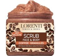 Lorenti Gommage au café visage et corps | Huile de jojoba et vitamine E anti-cellulite, vergetures, veines d'araignée, détox 500 ml