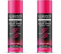 LORENTI TOKYO & SEOUL Color Spray de couleur pour cheveux Sweet Pink - 150 ml - Pour déguisement et maquillage pour carnaval, Halloween et fête à thème - Lavable - Color Hair Spray (Lot de 2)