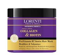 LORENTI TOKYO & SEOUL Masque capillaire 500 ml Collagène et biotine | Pour cheveux secs, abîmés, épais et crépus | Contient de la vitamine B7 et des protéines pour hydrater les cheveux