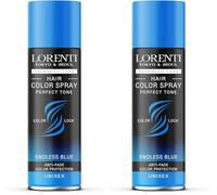 LORENTI Tokyo & Seoul - Spray de couleur pour cheveux - Bleu - 150 ml - Pour déguiser et maquillage - Pour carnaval, Halloween et fête à thème - Lavable - Color Hair Spray (Lot de 2)