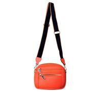 Lorenz Sac à bandoulière léger multi-poches pour femme, sac à main en polyuréthane mat, sangle réglable, deux poches avant zippées, sac de voyage quotidien, 19 x 15 x 8 cm, Orange, Taille unique