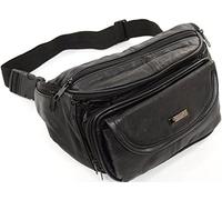 Lorenz Sac banane unisexe en cuir nappa souple avec plusieurs poches, Noir , Taille unique, Décontracté