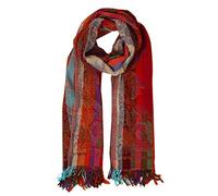 Lorenzo Cana 78573 Écharpe pour femme Écharpe à 100 % en laine d’agneau mérinos Tissage Jacquard Motif paisley multicolore Fibres naturelles, Rouge, orange, multicolore, Taille Unique