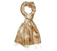 Lorenzo Cana 7865411 Écharpe de luxe pour homme Jacquard tissé 100 % soie Motif cachemire Or Beige