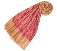 LORENZO CANA Echarpe de 100% Cachemire pour la femme - 70 x 200 cm, jacquard, motif paisley, avec bordure - souple et noble - une sensation de luxe en rose couleur framboise beige ecru