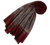 LORENZO CANA Echarpe de 100% Cachemire pour la femme - 70 x 200 cm, jacquard, motif paisley, avec bordure - souple et noble - en rouge bordeaux violet gris
