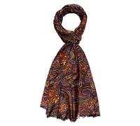 Lorenzo Cana Écharpe de designer en coton avec soie imprimée avec soin - Motif cachemire - 70 x 190 cm - 8910911, bleu, 70 x 190 cm