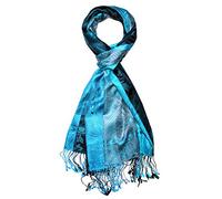Lorenzo Cana Écharpe de luxe pour homme - Jacquard tissé - 100 % soie - Motif cachemire - Écharpe en soie - Multicolore - 70 x 190 cm, Bleu foncé/turquoise, 70 x 190 cm