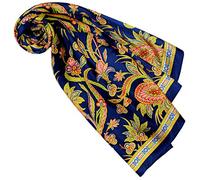 Lorenzo Cana Foulard design pour femme 100 % soie Multicolore 90 cm x 90 cm, Floral-bleu foncé, Taille Unique