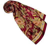 Lorenzo Cana Foulard design pour femme en 100 % soie, multicolore, 90 cm x 90 cm, Floral/bordeaux, 90 x 90 cm