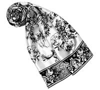 Lorenzo Cana Foulard pour femme 100% soie multicolore 90 x 90 cm, Baroque noir/blanc, Taille Unique