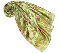 Lorenzo Cana Foulard pour femme 100% soie multicolore 90 x 90 cm, Floral-vert clair, Taille Unique