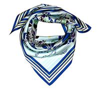 LORENZO CANA Foulard pour la femme - écharpe de 100% soie pour le printemps et l´été, carré avec les mesures de 70 x 70 cm - en bleu clair turquoise jaune blanc
