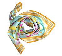 LORENZO CANA Foulard pour la femme - écharpe de 100% soie pour le printemps et l´été, carré avec les mesures de 70 x 70 cm - une sensation de luxe en turquoise orange ocre bois de santal rose violet