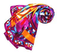 LORENZO CANA Foulard pour la femme - écharpe de 100% soie pour le printemps et l´été, carré avec les mesures de 90 x 90 cm - une sensation de luxe en violet rose turquoise bleu jaune blanc