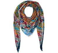 LORENZO CANA Pashmina de 50% Cachemire et 50% Soie pour l`homme - écharpe avec des motifs indiens et bouddhistes - 70 cm x 180 cm - en bleu orange jaune rose bronze