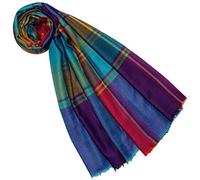 Lorenzo Cana Pashmina Foulard pour femme 100 % cachemire cachemire pashmina, Carreaux multicolores, 70 x 200 cm