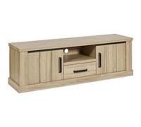 LORENZO - Meuble TV 2 Portes 1 Tiroirs Aspect Bois Chêne Clair Finition French Oak - Altobuy Marron