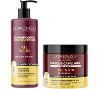 Lorenzo - Pack Soin - Shampoing Et Masque À L`Ail Noir - 2x500 Ml[Z3566]