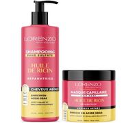Lorenzo - Pack Soin - Shampoing Et Masque À L'huile De Ricin - 2x500 Ml[Z3567]