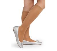 LORES Alma 40 DEN Chaussettes Hautes Fille Beige Naturel - Taille Unique, Chaussettes École Opaques en Microfibre, Longues, Douces et Élastiques, Confortables