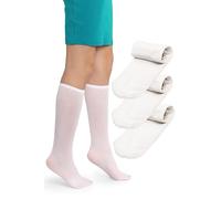 LORES Alma 40 DEN Chaussettes Hautes Fille Blanc (Lot de 3) - Taille Unique, Chaussettes École Opaques en Microfibre, Longues, Douces et Élastiques, Confortables
