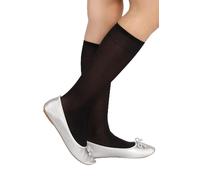 LORES Alma 40 DEN Chaussettes Hautes Fille Noir - Taille Unique, Chaussettes École Opaques en Microfibre, Longues, Douces et Élastiques, Confortables
