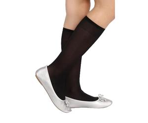 LORES Alma 40 DEN Chaussettes Hautes Fille Noir - Taille Unique, Chaussettes École Opaques en Microfibre, Longues, Douces et Élastiques, Confortables