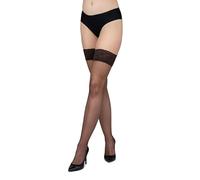LORES Bas autofixants pour femmes avec dentelle Collants hauts en silicone Chaussettes 15 deniers au-dessus du genou, Mocca XS/S
