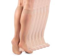 LORES Bas De Contention Femme - Chaussettes Montantes Transparentes 15 Deniers, Légères et Soyeuses, Élastiques, Confort Quotidien, Couleurs Pastel, Naturel