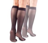 LORES Basic Chaussettes hautes pour femmes 15 DEN High Pop Matt Collants semi-transparents 2 paires Natalie, Taille unique