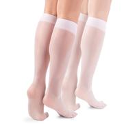 LORES Basic Chaussettes hautes pour femmes 15 DEN High Pop Matt Collants semi-transparents 2 paires Natalie, blanc, Taille unique