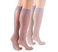 LORES Basic Chaussettes hautes pour femmes 15 DEN High Pop Matt Collants semi-transparents 2 paires Natalie, Taille unique