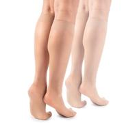 LORES Basic Chaussettes hautes pour femmes 15 deniers High Pop Matt Collants semi-transparents 2 paires Natalie, camel, Taille unique