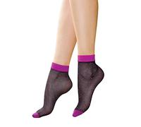 LORES - Chaussettes courtes pour femme avec motif fantaisie, taille unique, 20 deniers, pois fuschia, taille unique