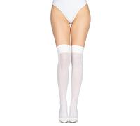 LORES Chaussettes hautes hautes en microfibre opaques pour femme - Chaussettes longues et chaudes pour cosplay - 60 deniers, blanc, Taille unique