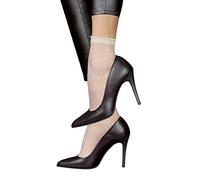 LORES Chaussettes fantaisie à motifs pour femmes, courtes, transparentes, taille unique, 20 DEN, blanc, Taille unique